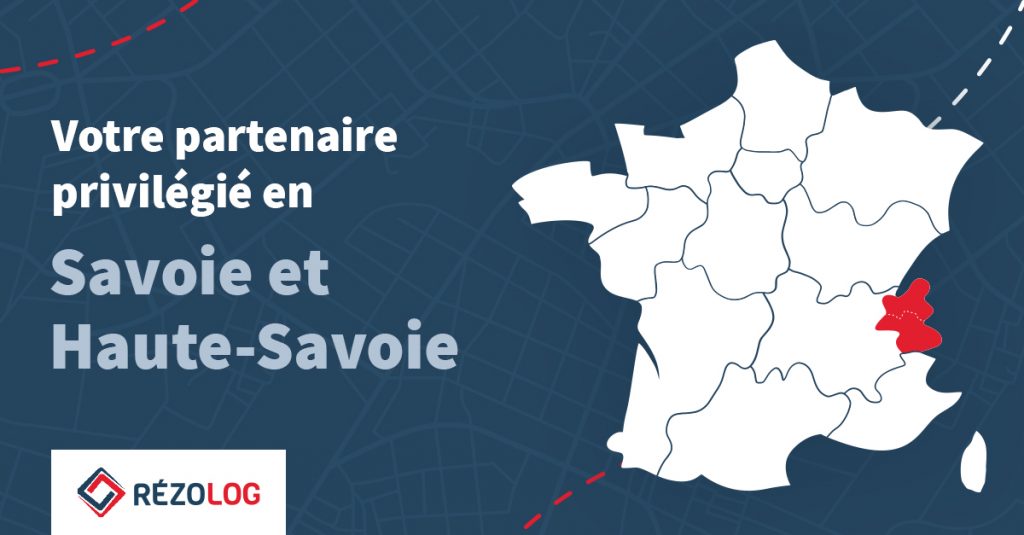 carte de france avec implantation de Rézolog en Savoie et Haute Savoie entre Annecy et Grenoble